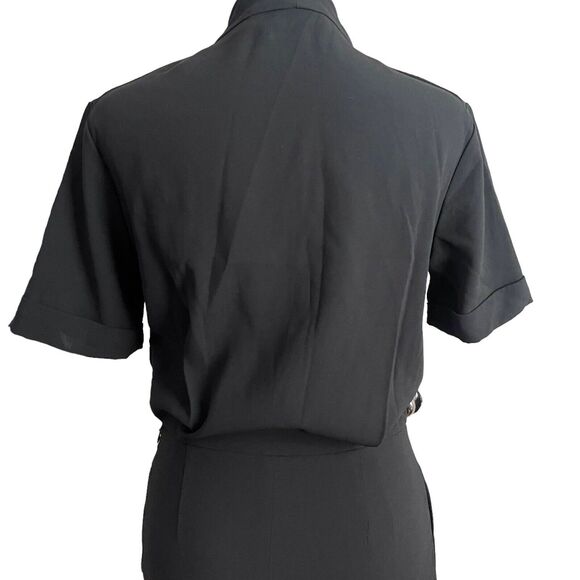 MM LaFleur 0 Sheath Dress Surplice Vneck Black Short Sleeve Pockets Sleek - Picture 12 of 12